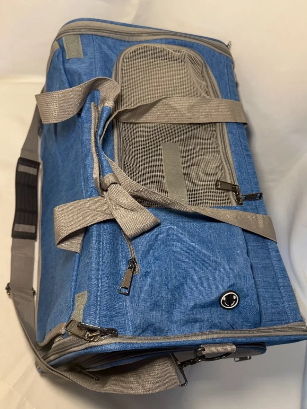 Soft Pet Carrier Tote Bag Blue 18x12x11 Dog Cat Travel Crate Carry Sherpa EUC